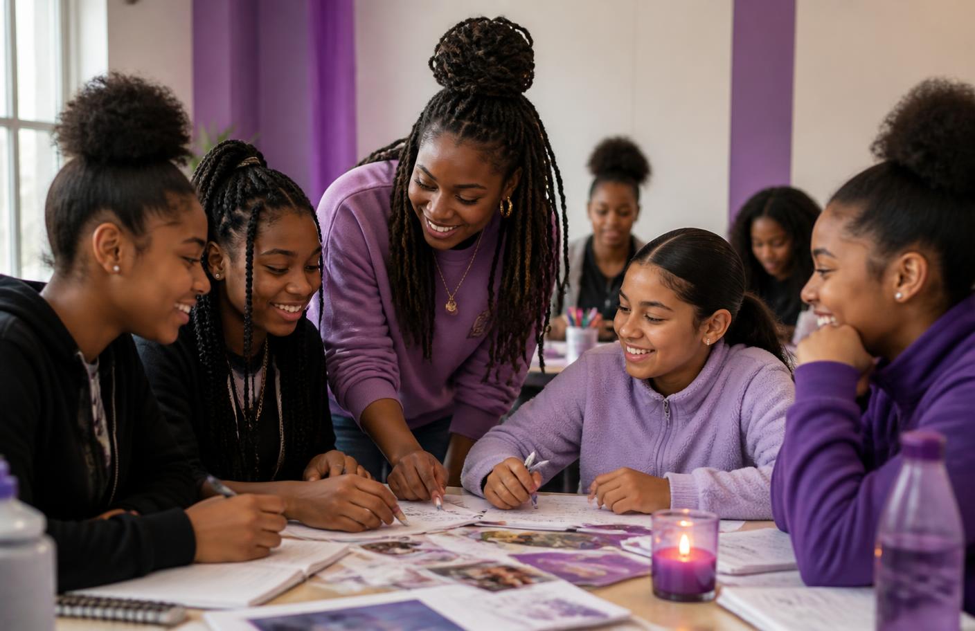 Girls learning together in a Girls With Purpose workshop